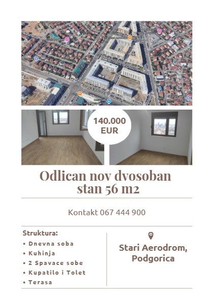 Продаж - Квартира Podgorica, Stari Aerodrom