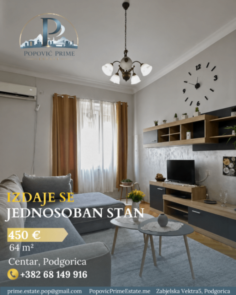 Izdavanje - Stan Podgorica, Centar