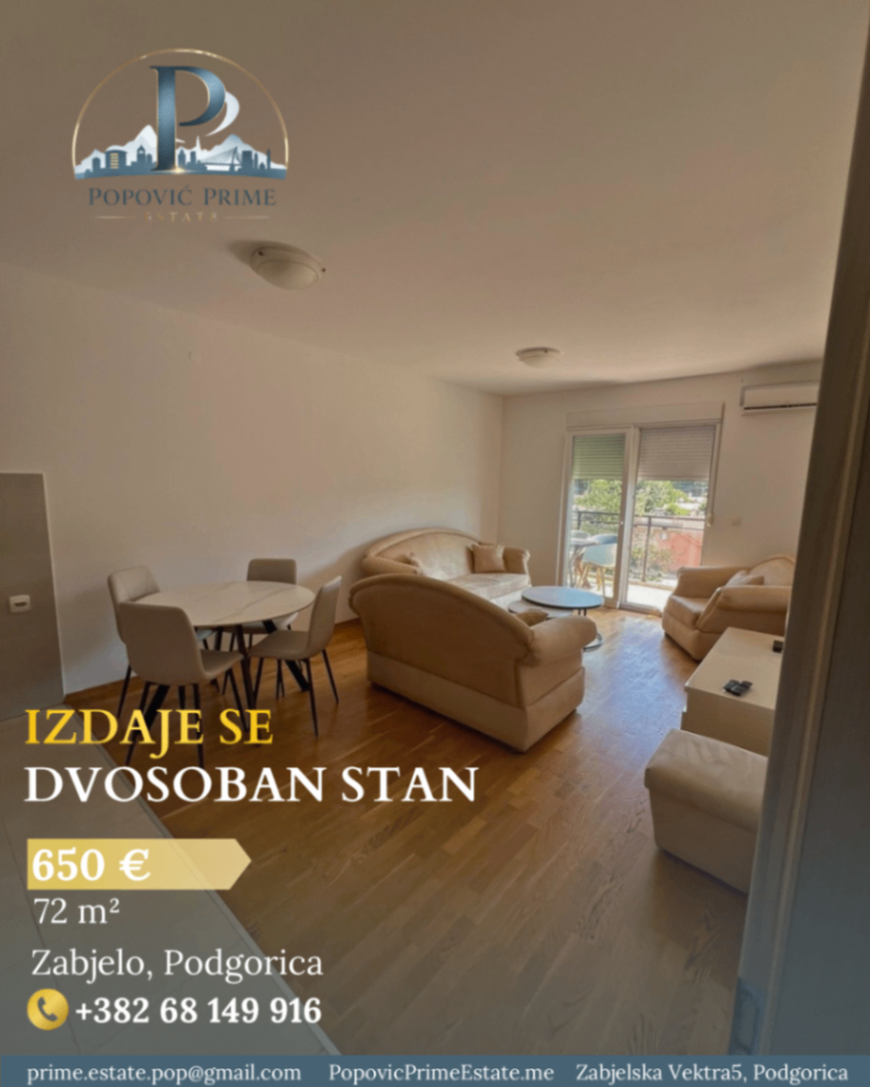 Izdavanje - Stan Podgorica, Zabjelo