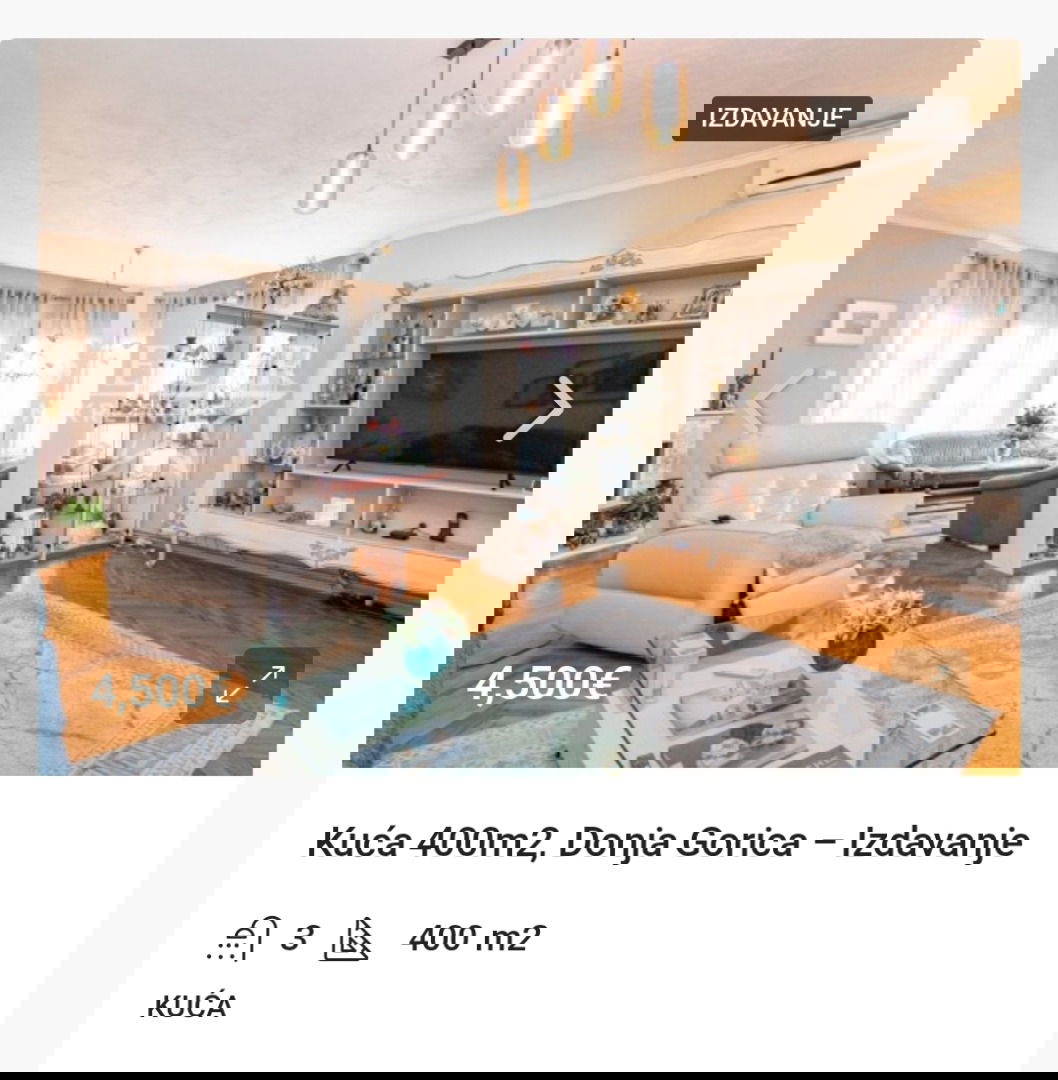 Izdavanje - Kuća Podgorica, Donja Gorica