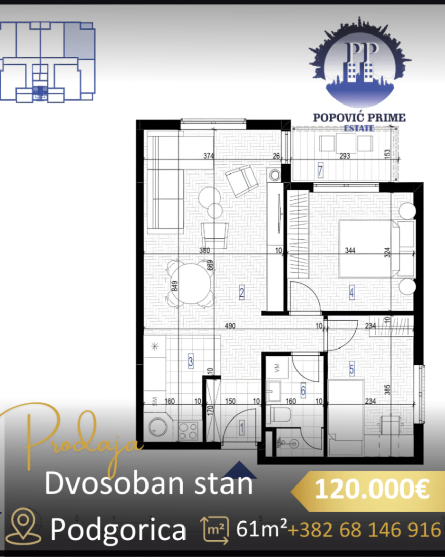 Продаж - Квартира Podgorica, Zabjelo