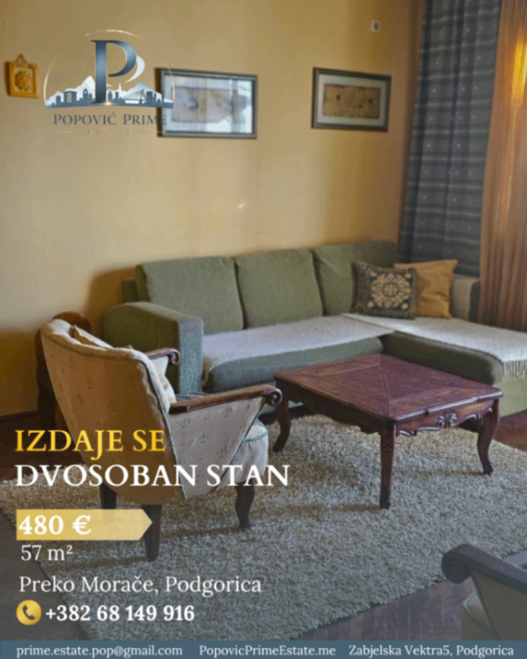 Izdavanje - Stan Podgorica, Preko Morače