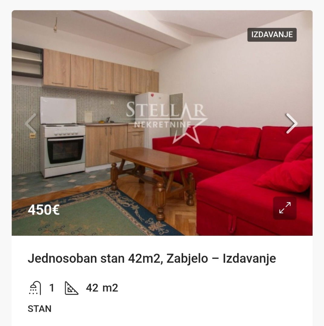 Izdavanje - Stan Podgorica, Zabjelo