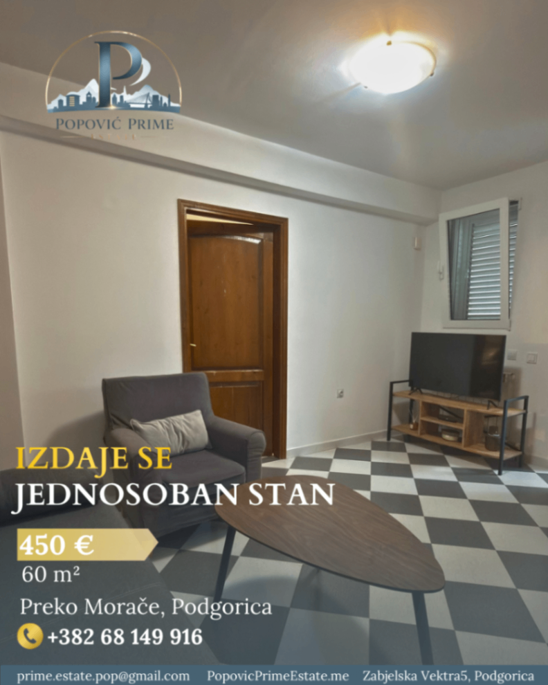Izdavanje - Stan Podgorica, Preko Morače