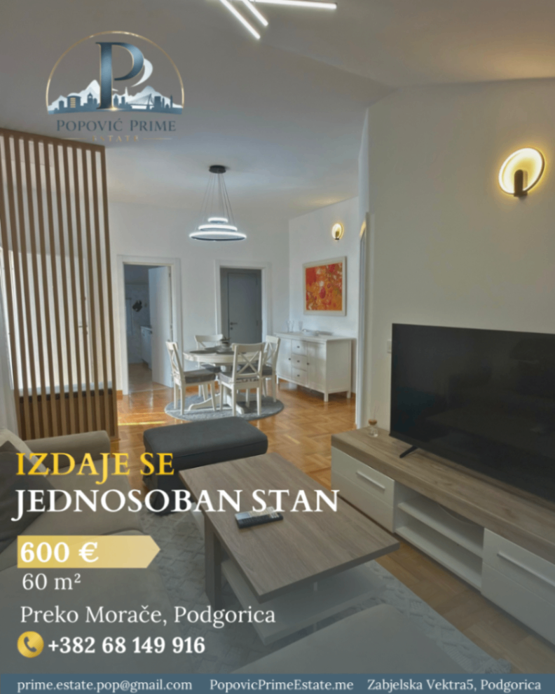 Izdavanje - Stan Podgorica, Preko Morače
