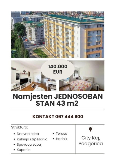 Продажа - Квартира Podgorica, City Kej