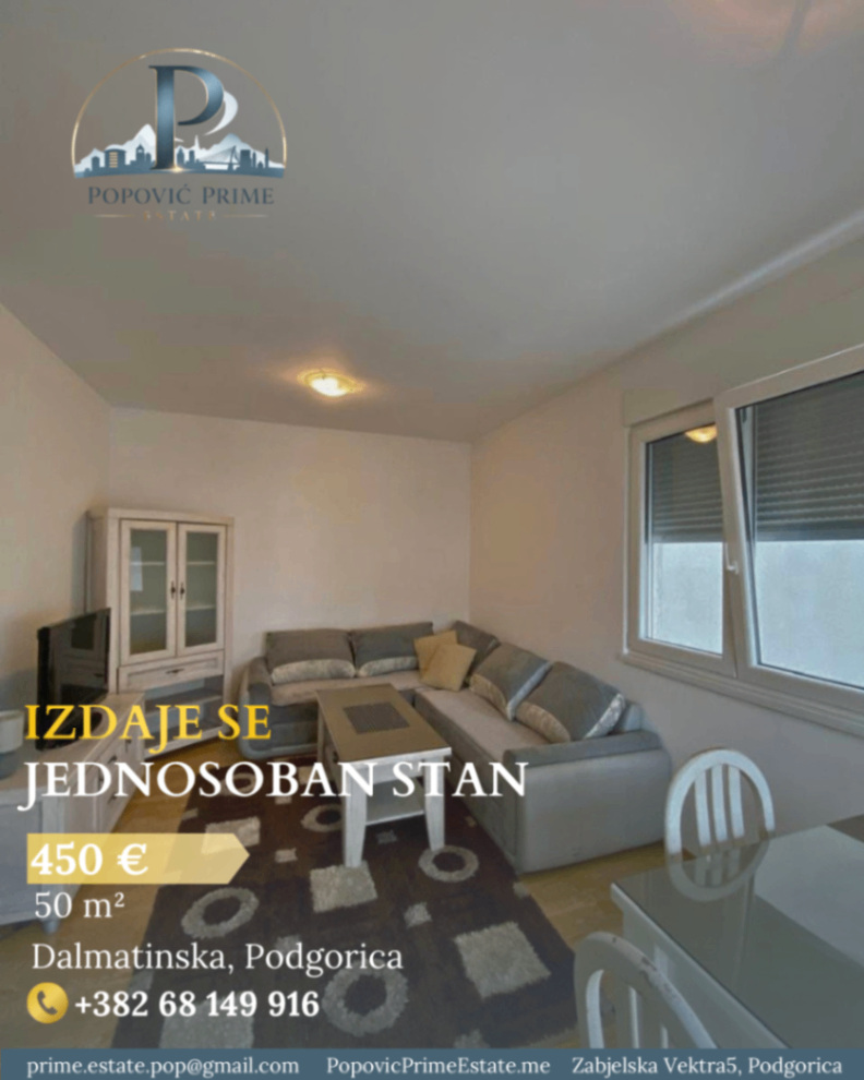 Izdavanje - Stan Podgorica, Dalmatinska ulica
