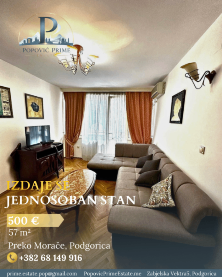 Izdavanje - Stan Podgorica, Preko Morače