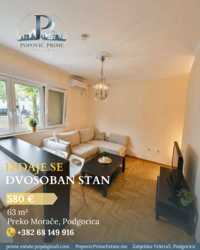 Izdavanje - Stan Podgorica, Preko Morače