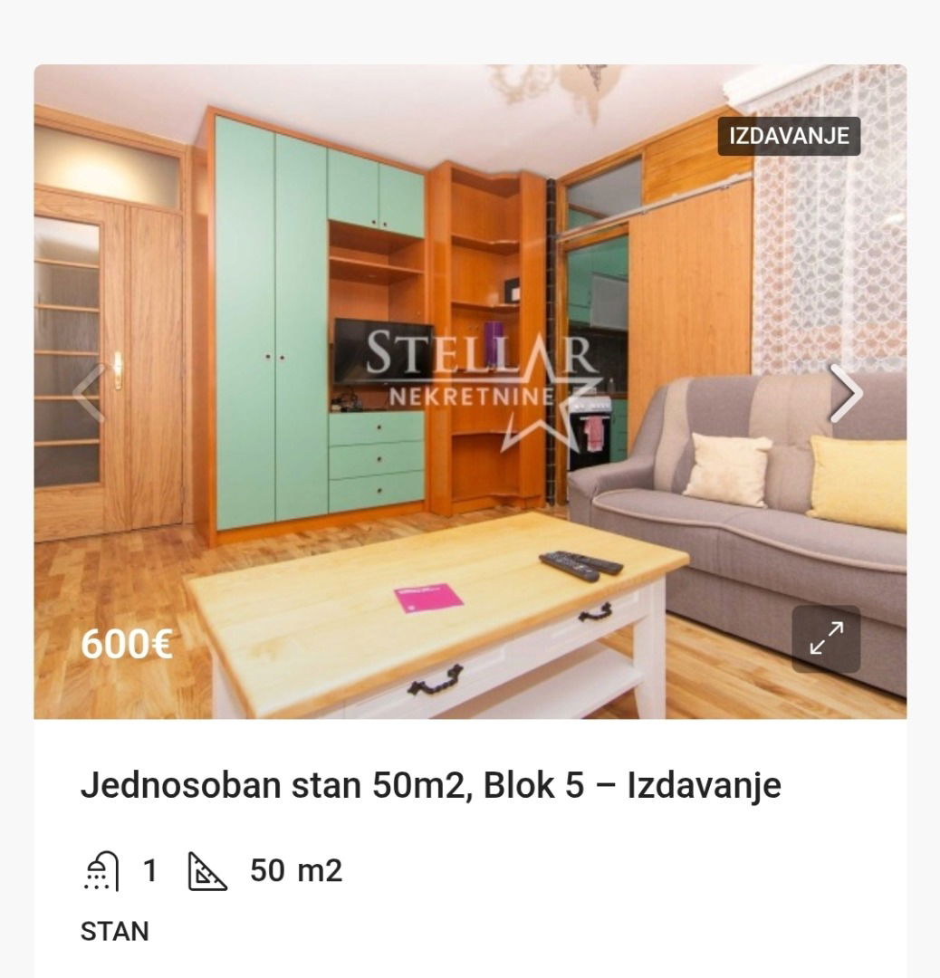 Izdavanje - Stan Podgorica, Blok 5