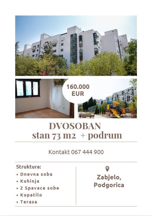 Продаж - Квартира Podgorica, Zabjelo