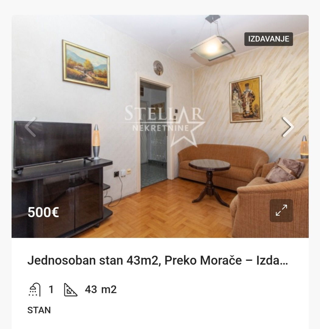 Izdavanje - Stan Podgorica, Preko Morače
