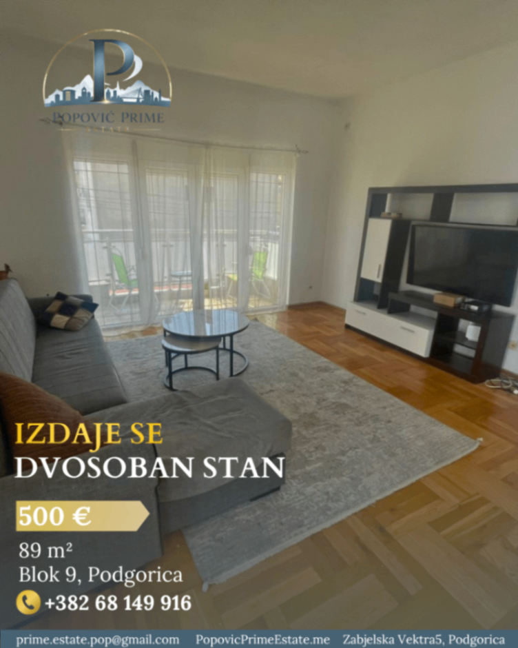 Izdavanje - Stan Podgorica, Blok 9