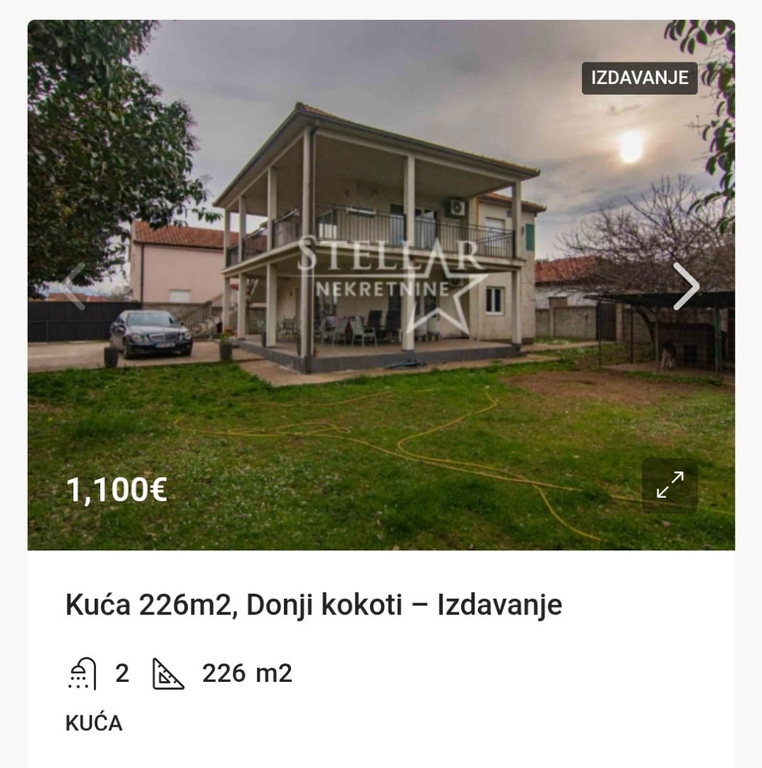 Izdavanje - Kuća Podgorica, Donji Kokoti