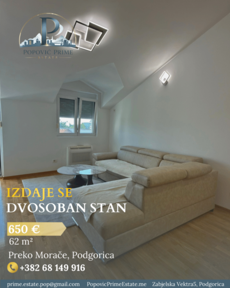 Izdavanje - Stan Podgorica, Preko Morače